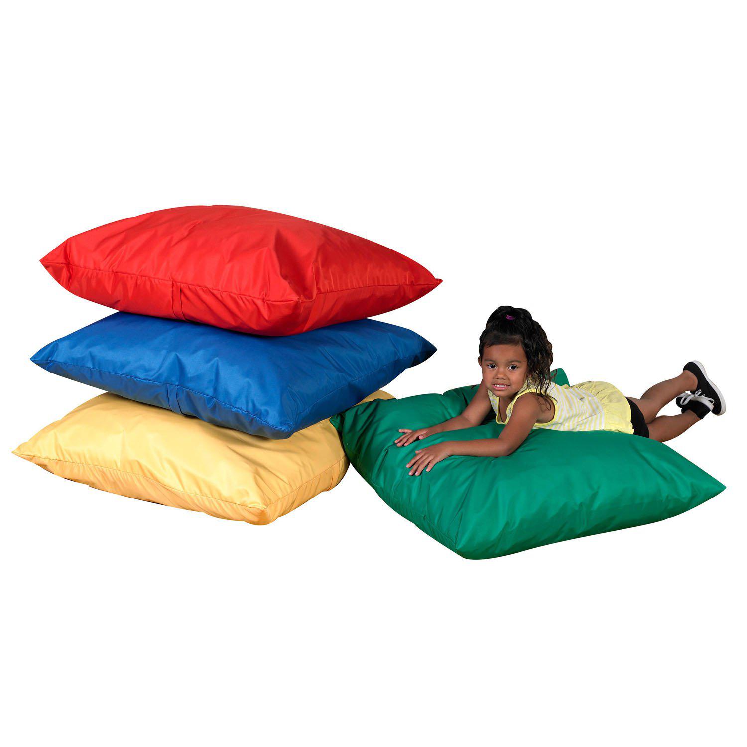 27" Cozy Floor Pillows - Primary Colors -  Set of 4