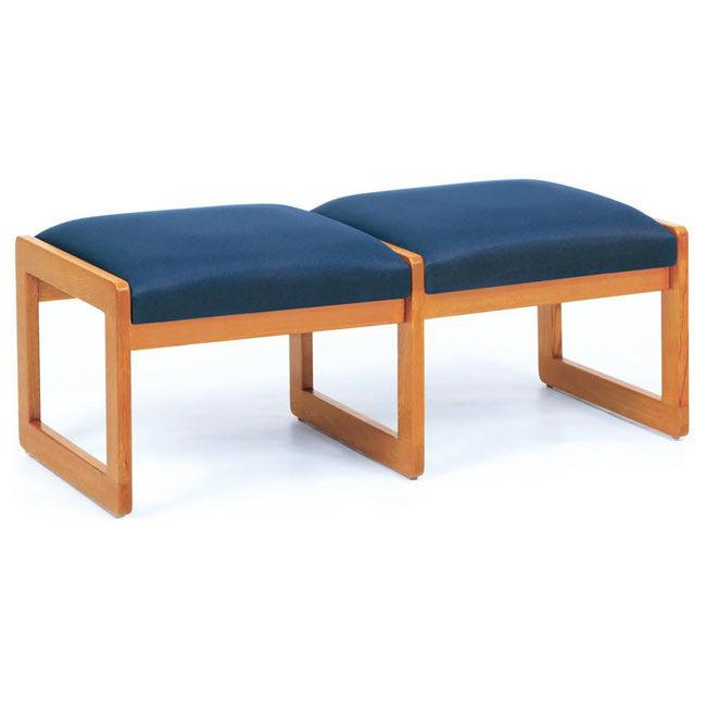 Classic Series Solid Oak Reception Seating, 2 Seat Bench, Standard Fabric Upholstery, FREE SHIPPING