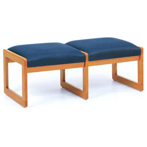 Classic Series Solid Oak Reception Seating, 2 Seat Bench, Standard Fabric Upholstery, FREE SHIPPING