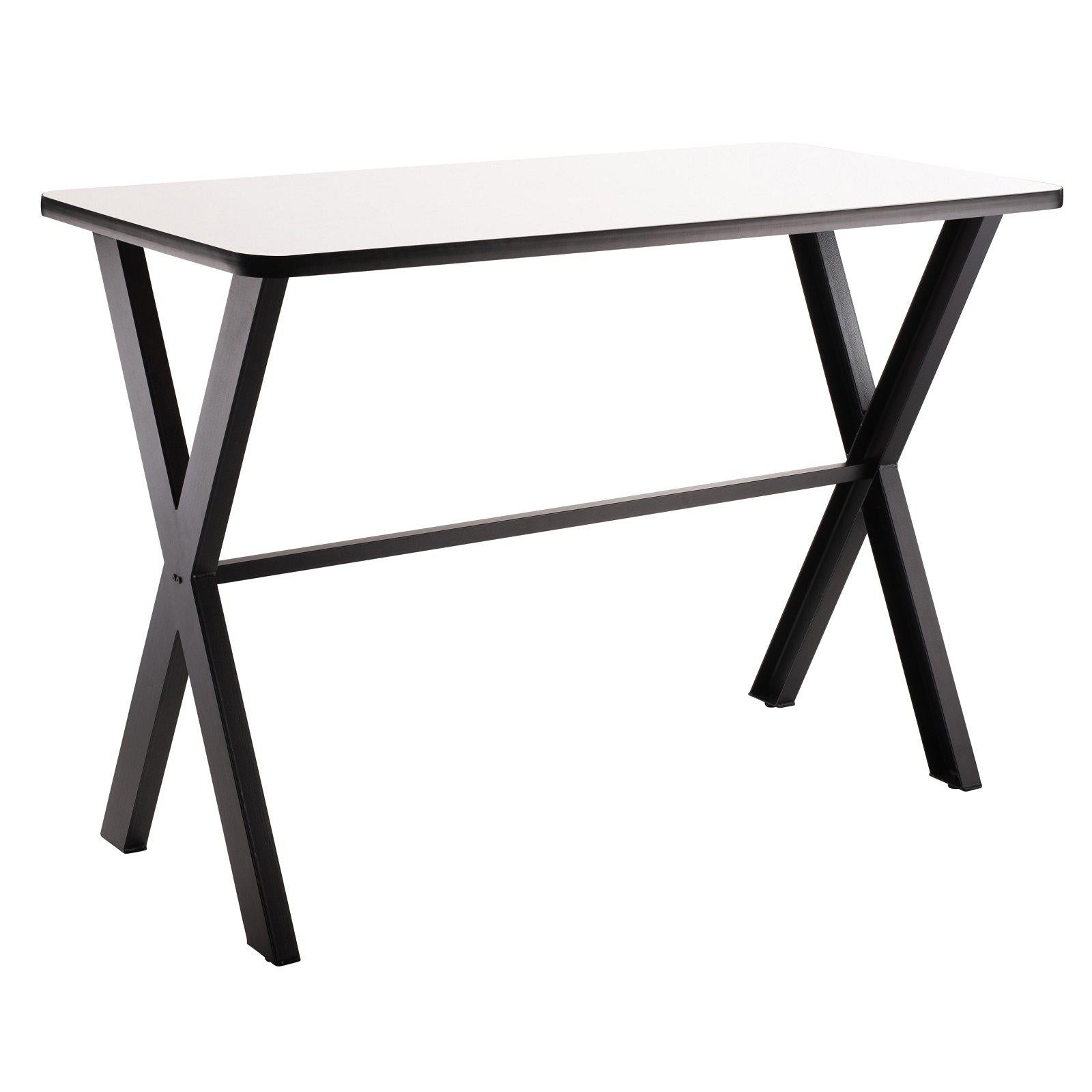 Collaborator Table, 30" x 60", Rectangle, 42" Bar Height w/ Crossbeam, Whiteboard Top