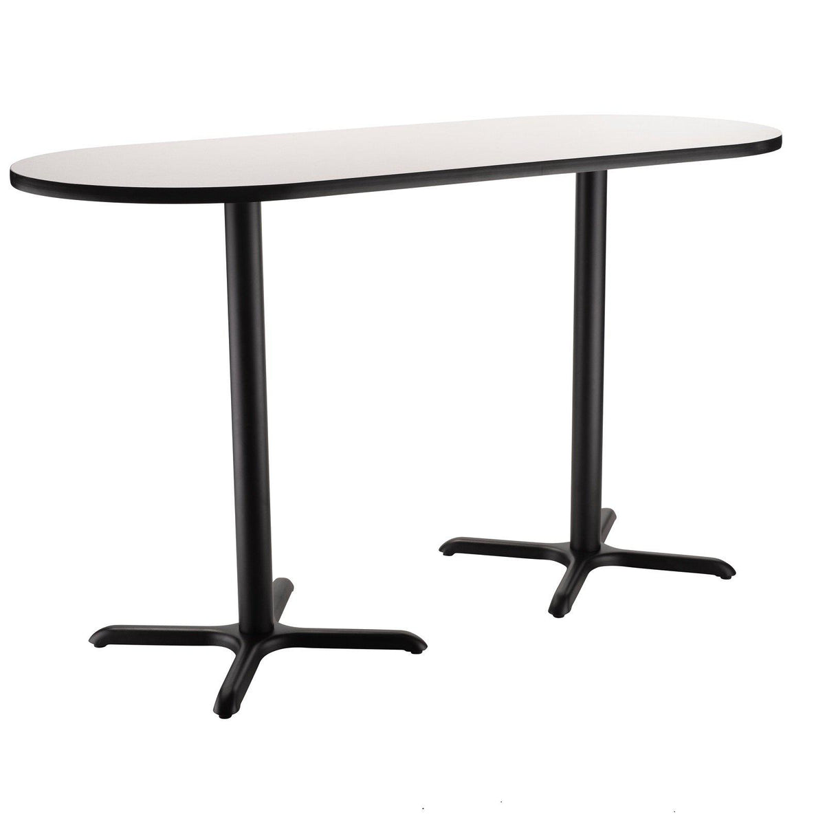 Café Table, 30"x72" Racetrack, "X" Base, 42" Bar Height