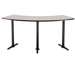 Café Table, 60° Curve, 24" x 91.25", "T" Base, 36" Counter Height