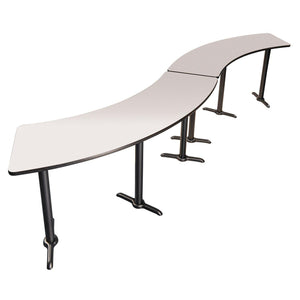 Café Table, 60° Curve, 24" x 91.25", "T" Base, 42" Bar Height