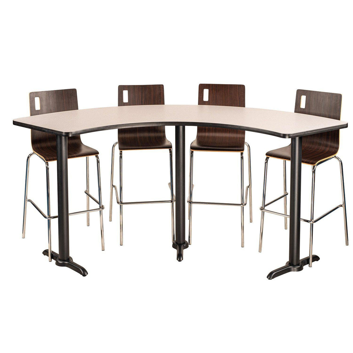 Café Table, 108° Curve, 24" x 92.75", "T" Base, 42" Bar Height