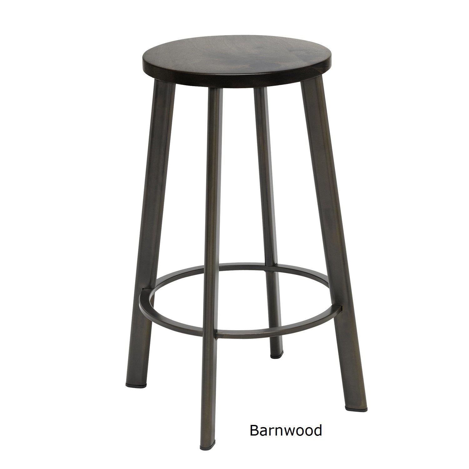 Metro Stool, Natural Steel Frame, Wood Seat, Counter Height, 25"H