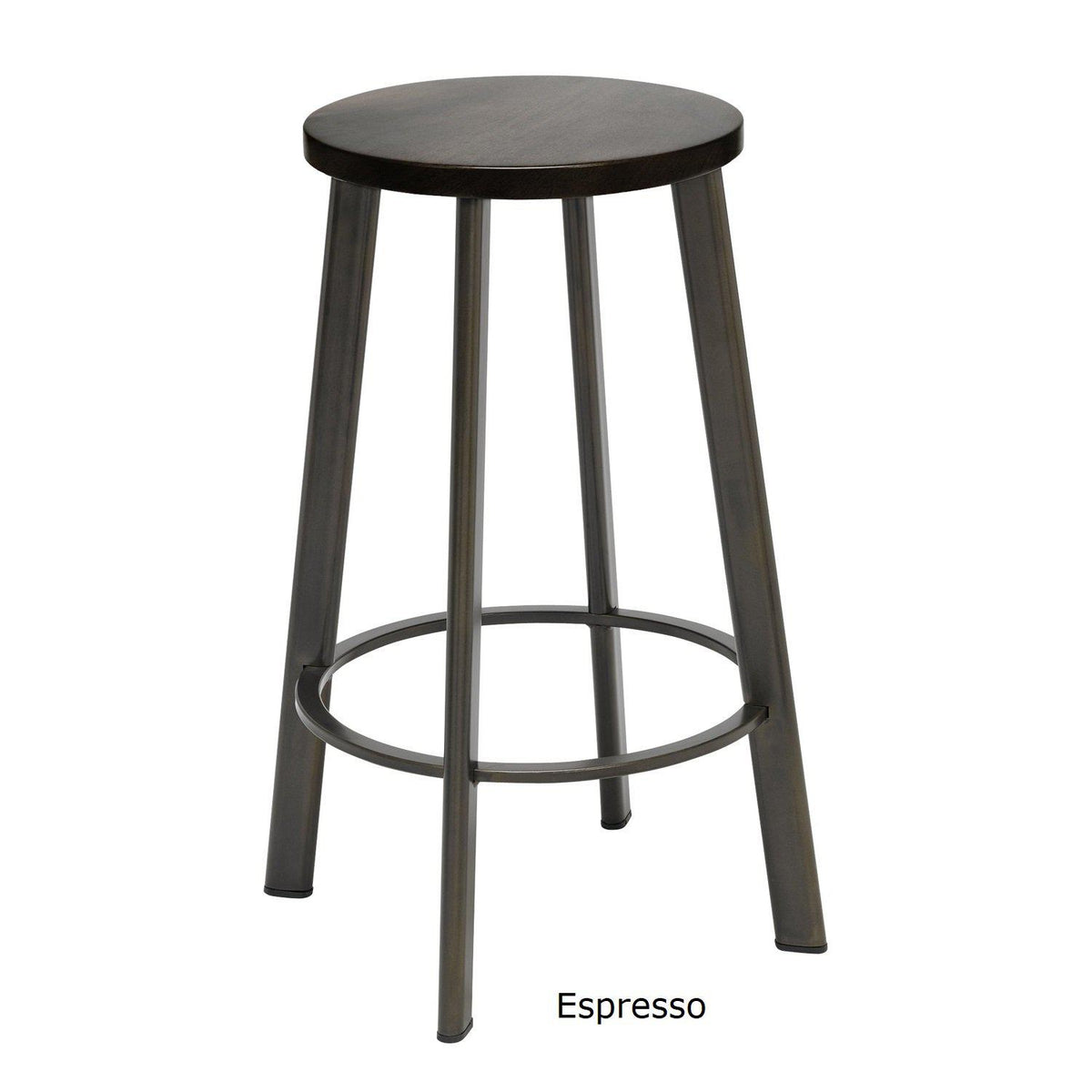 Metro Stool, Natural Steel Frame, Wood Seat, Counter Height, 25"H