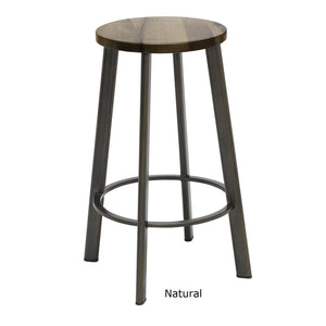 Metro Stool, Natural Steel Frame, Wood Seat, Counter Height, 25"H
