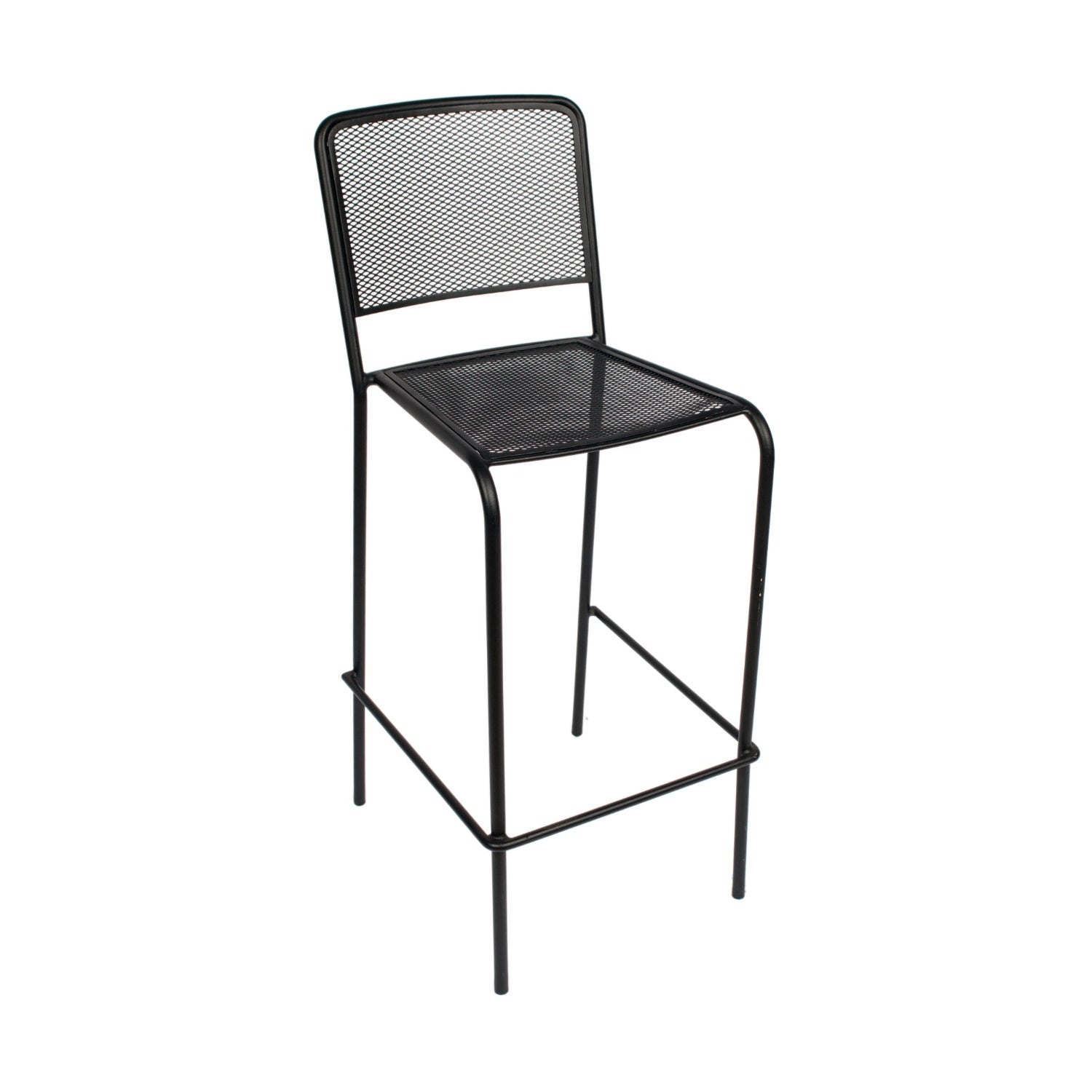 Chesapeake Collection Outdoor/Indoor Black Steel Barstool with Micro Mesh Seat and Back