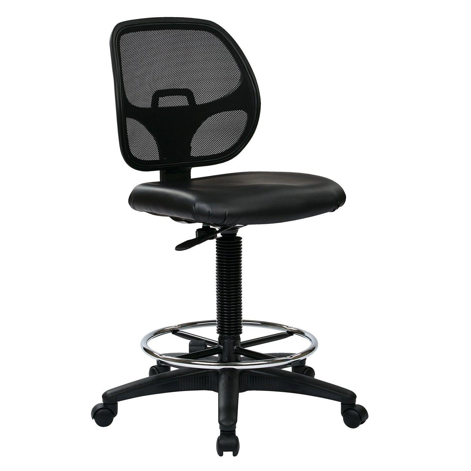 Deluxe Mesh Back Drafting Chair with Black Vinyl Seat