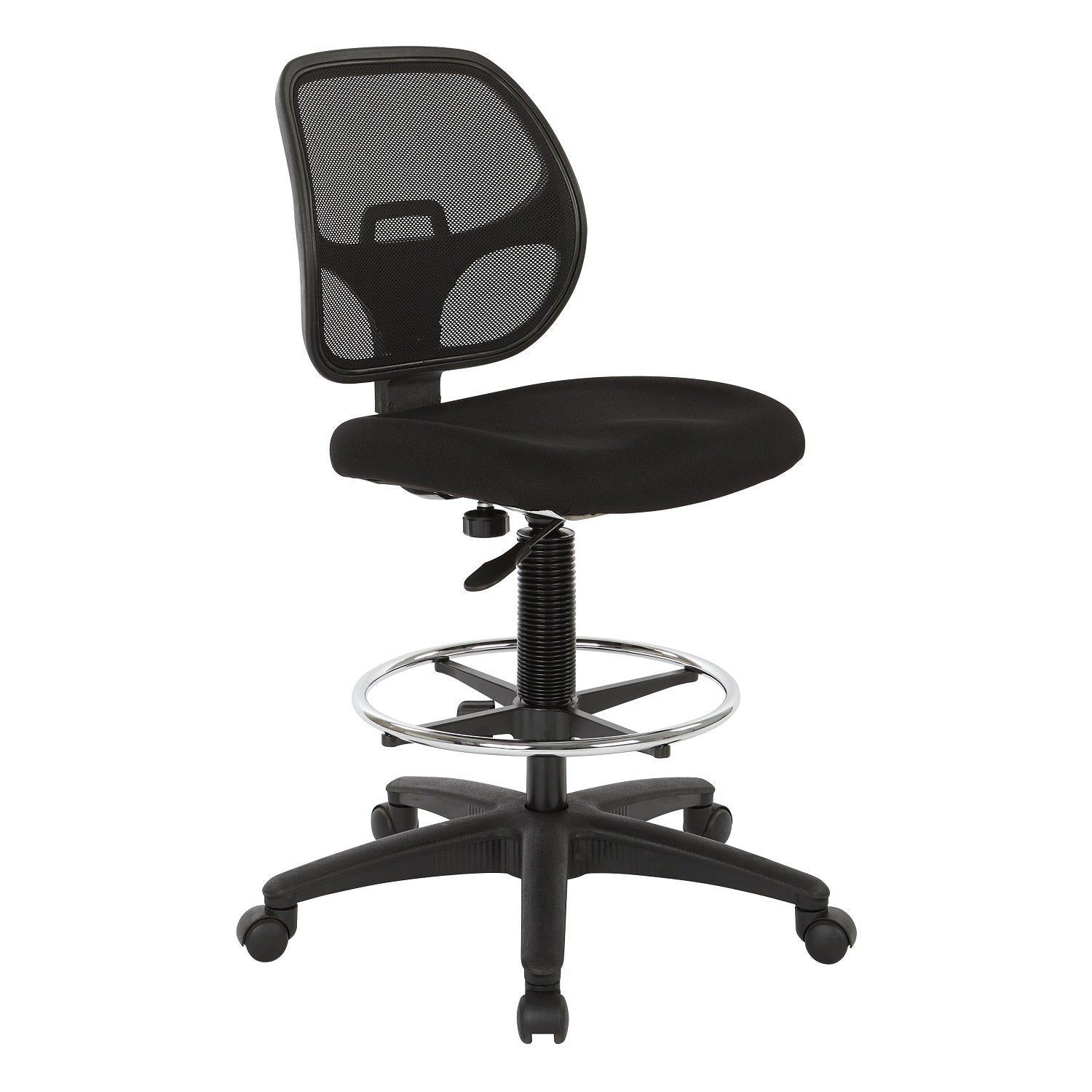 Deluxe Mesh Back Drafting Chair with Black Fabric Seat