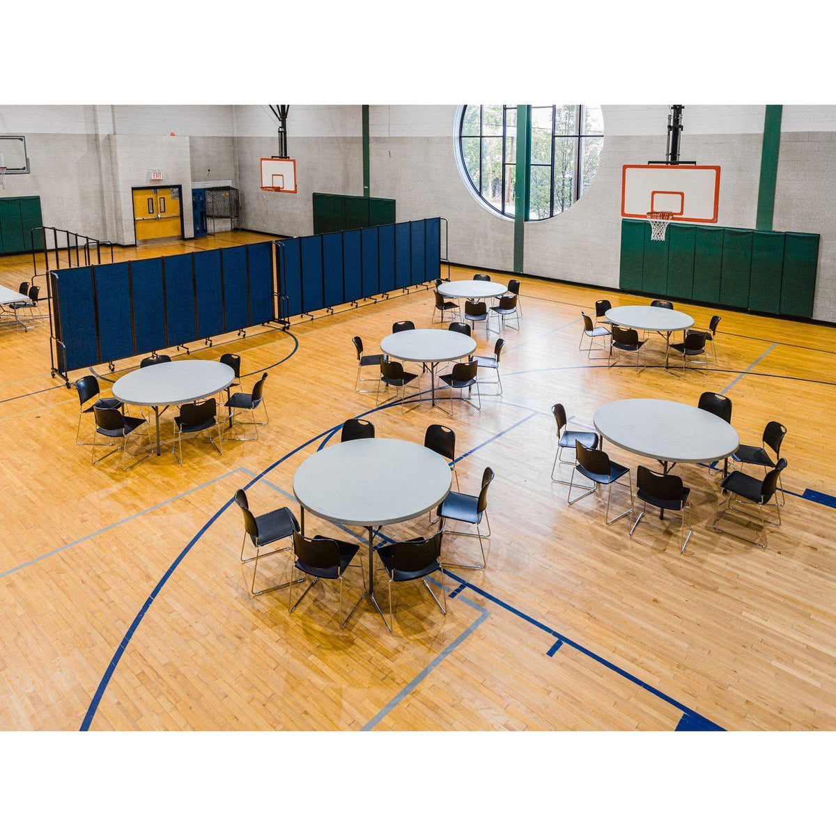 Robo Room Divider with PET Tackable Panels, Black Frame, 6' Height, 5 Sections