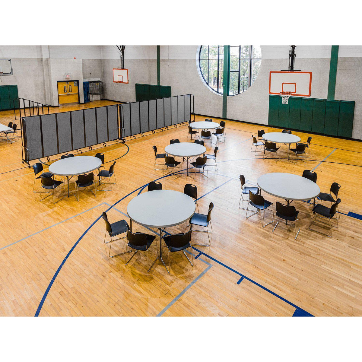 Robo Room Divider with PET Tackable Panels, Black Frame, 6' Height, 3 Sections