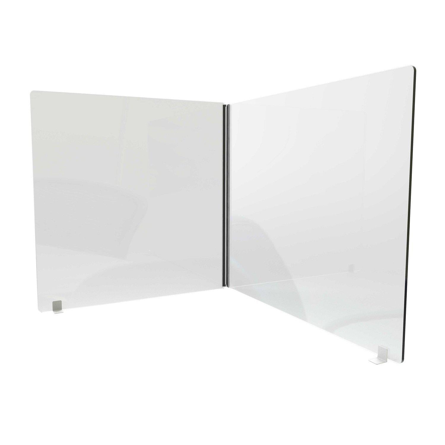 2-Sided Clear Thermoplastic Desktop Protection Screen/Sneeze Guard, 24”H x 24”W x 24”D