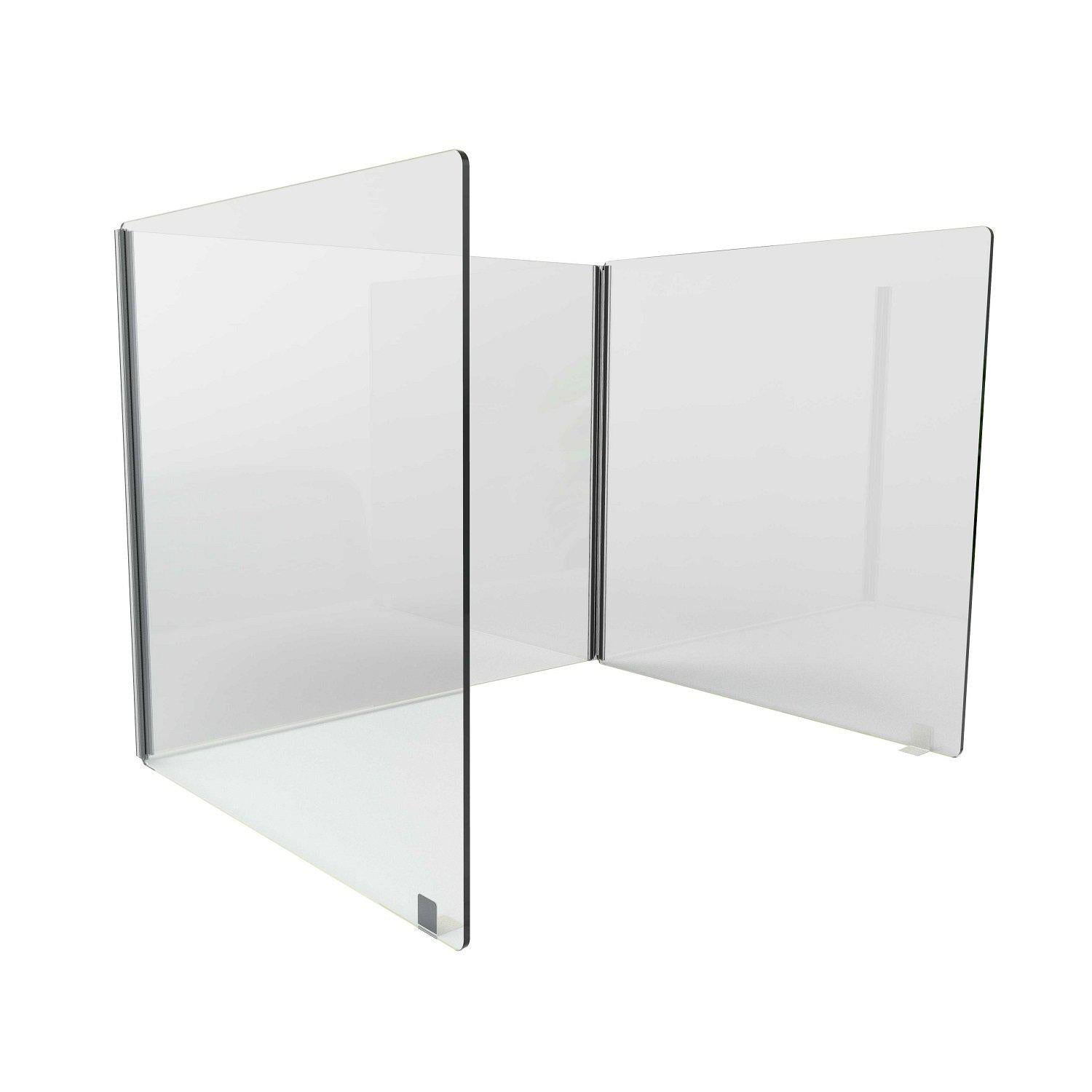 3-Sided Clear Thermoplastic Desktop Protection Screen/Sneeze Guard, 24”H x 60”W x 16”D