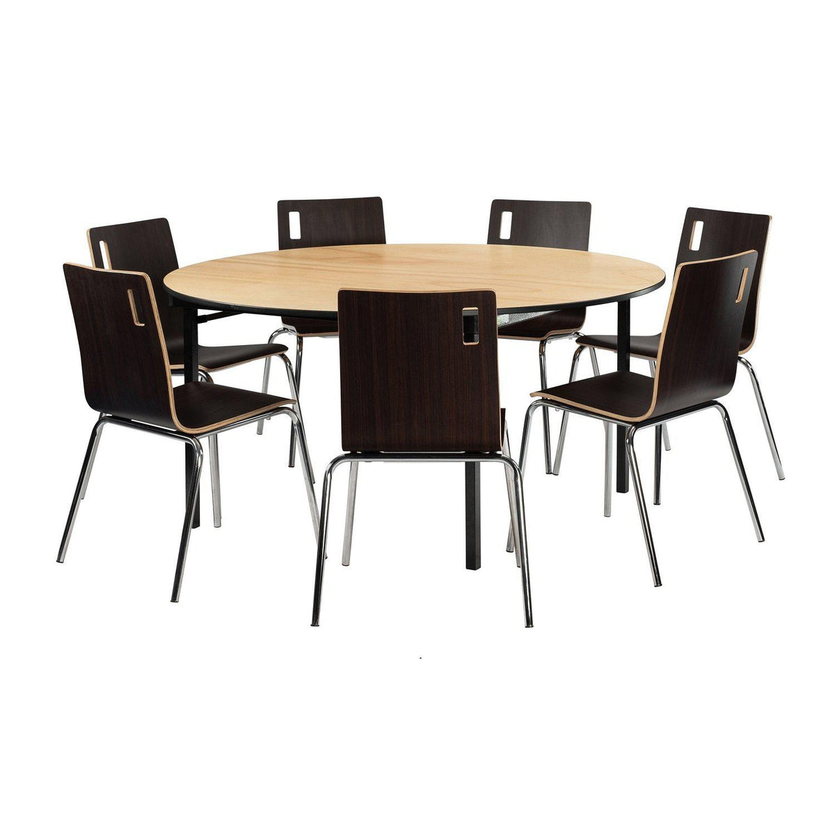 Max Seating Folding Table, 48" Round, Premium Plywood Core, High Pressure Laminate Top with T-Mold Edging