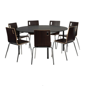 Max Seating Folding Table, 72" Round, Particleboard Core, High Pressure Laminate Top with T-Mold Edging