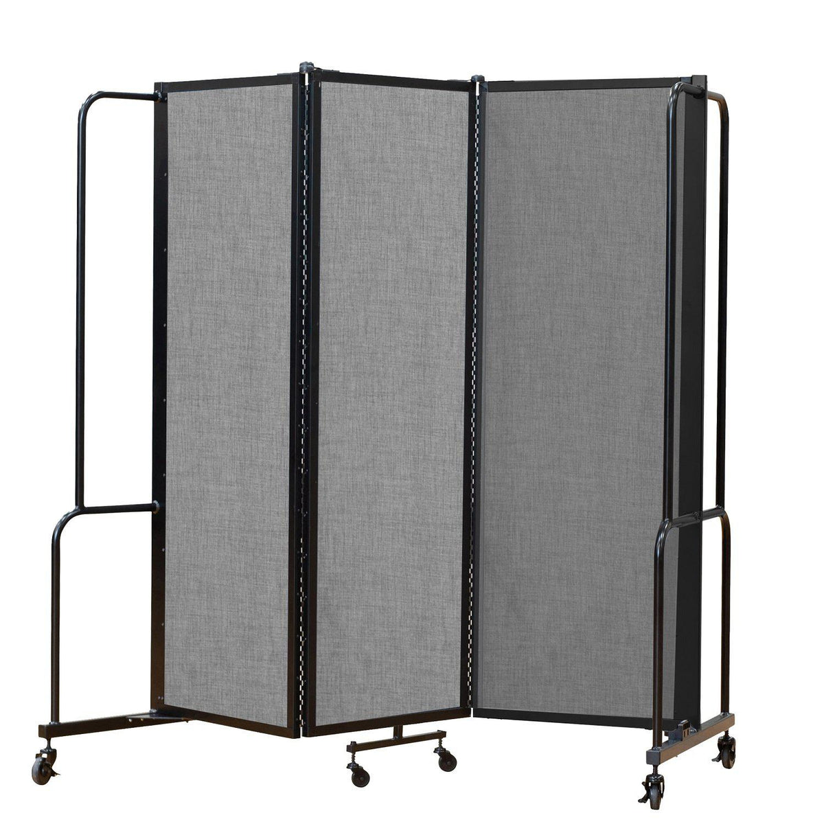 Robo Room Divider with PET Tackable Panels, Black Frame, 6' Height, 3 Sections