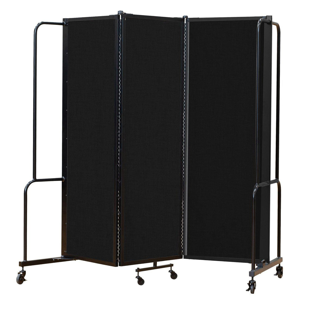 Robo Room Divider with PET Tackable Panels, Black Frame, 6' Height, 3 Sections