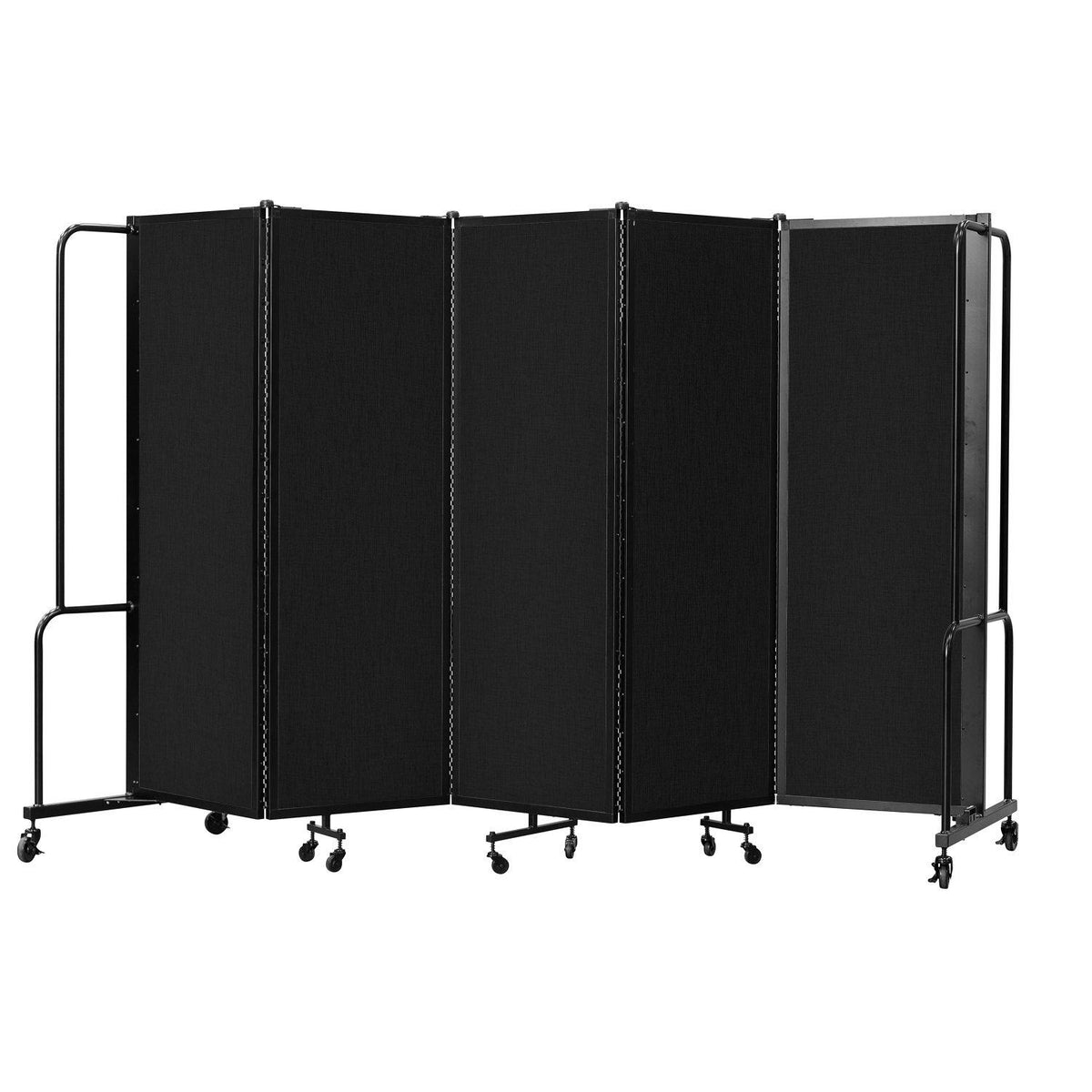 Robo Room Divider with PET Tackable Panels, Black Frame, 6' Height, 5 Sections