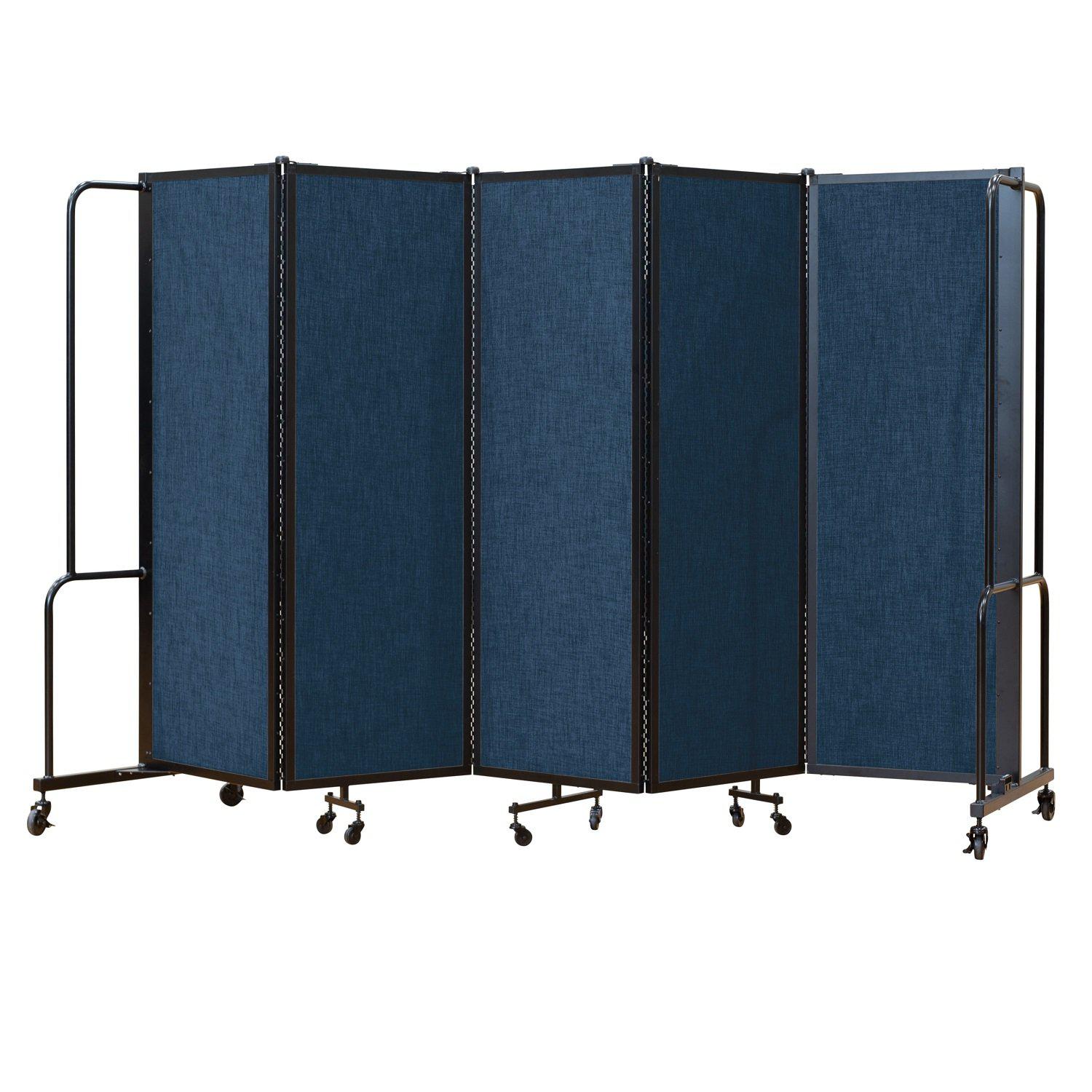 Robo Room Divider with PET Tackable Panels, Black Frame, 6' Height, 5 Sections