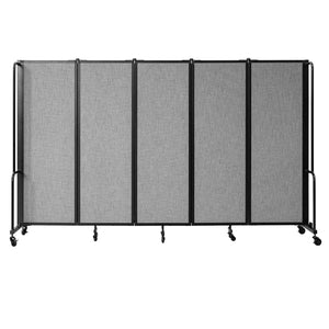 Robo Room Divider with PET Tackable Panels, Black Frame, 6' Height, 5 Sections