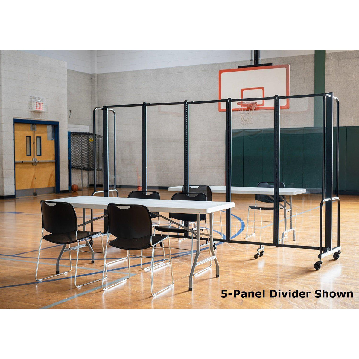 Robo Clear Acrylic Room Divider with Black Frame, 6' Height, 3 Sections