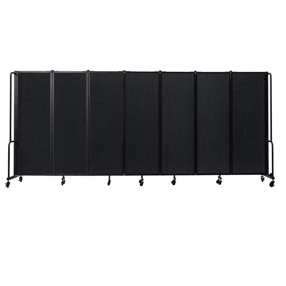 Robo Room Divider with PET Tackable Panels, Black Frame, 6' Height, 7 Sections