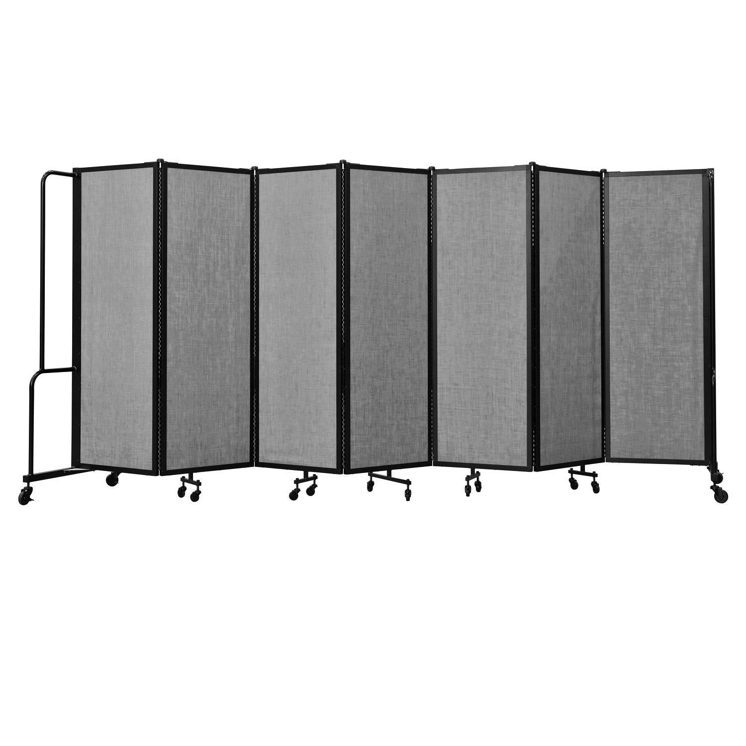 Robo Room Divider with PET Tackable Panels, Black Frame, 6' Height, 7 Sections
