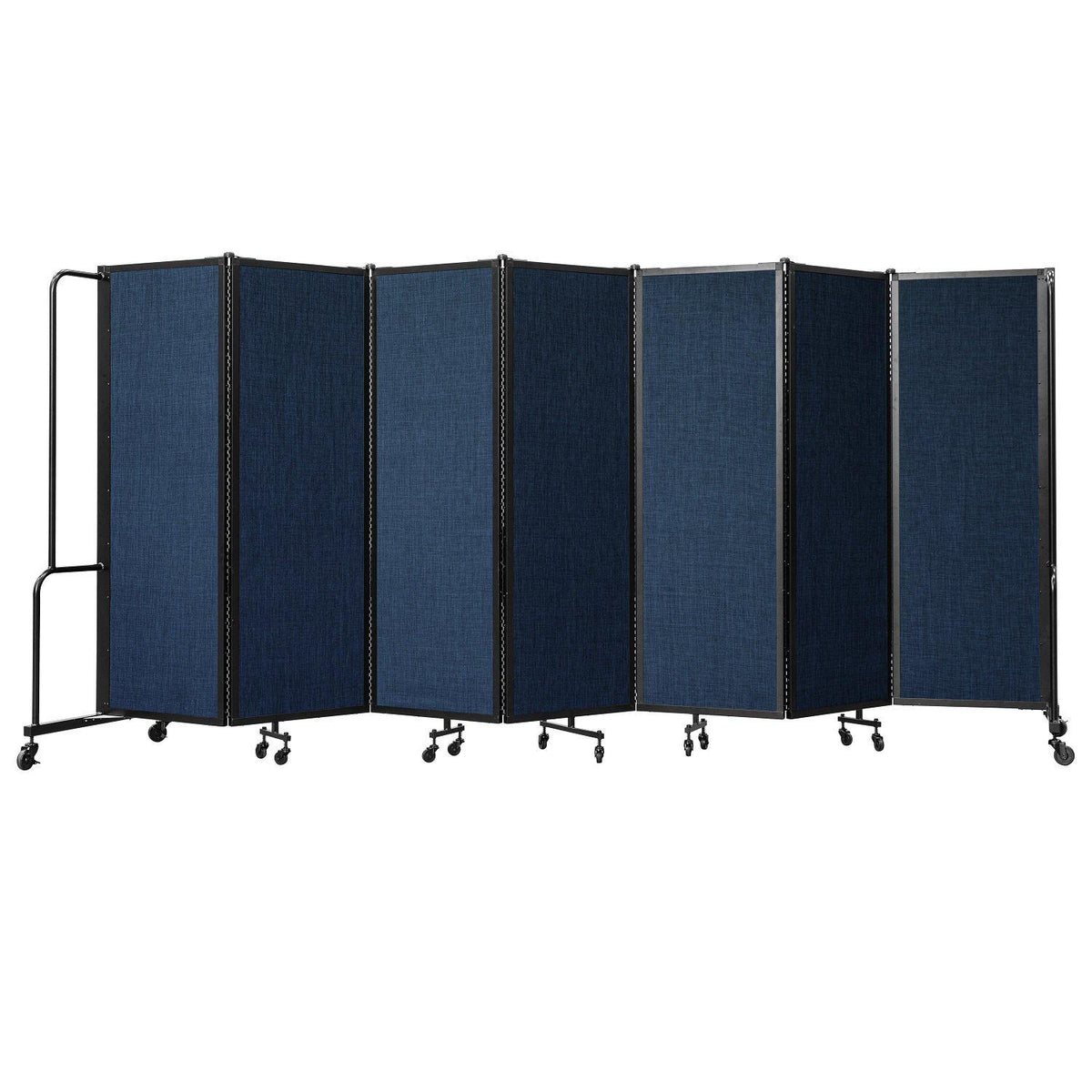 Robo Room Divider with PET Tackable Panels, Black Frame, 6' Height, 7 Sections