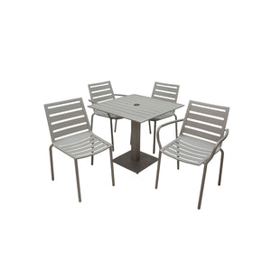 South Beach Collection Outdoor/Indoor 32" Square Titanium Silver Aluminum Dining Height Table with Umbrella Hole
