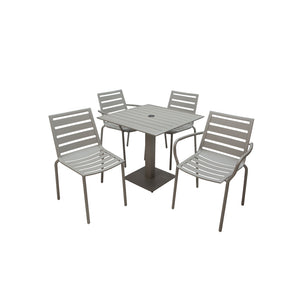 South Beach Collection Outdoor/Indoor 36" Square Titanium Silver Aluminum Dining Height Table with Umbrella Hole