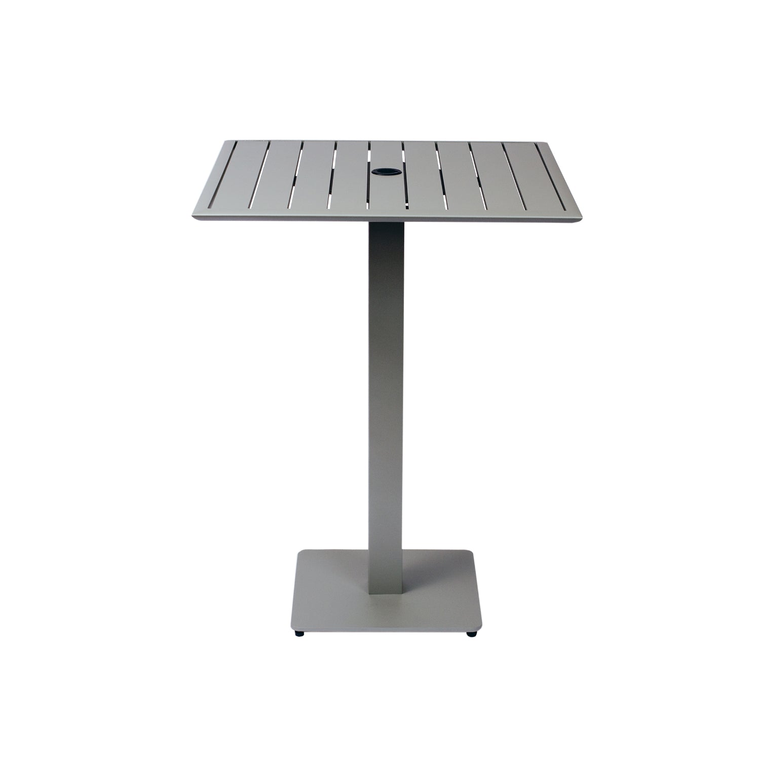 South Beach Collection Outdoor/Indoor 32" Square Titanium Silver Aluminum Bar Height Table with Umbrella Hole