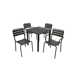 Vista Collection Outdoor/Indoor 32" Square Black Aluminum 4-Leg Dining Height Table with Umbrella Hole