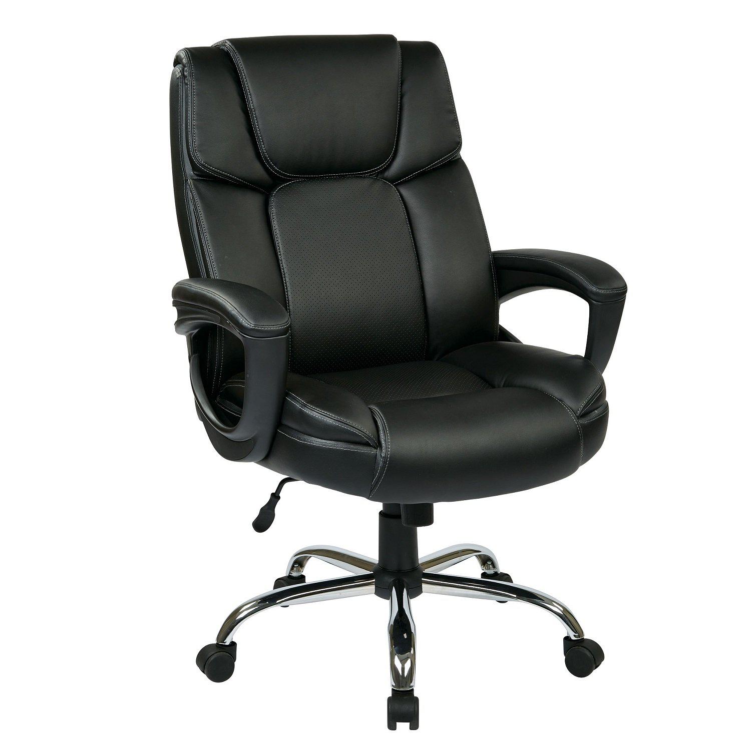 Executive Bonded Leather Big Man's Chair with Padded Loop Arms and Chrome Base