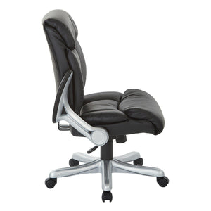 Executive Bonded Leather Chair with Padded Flip Arms