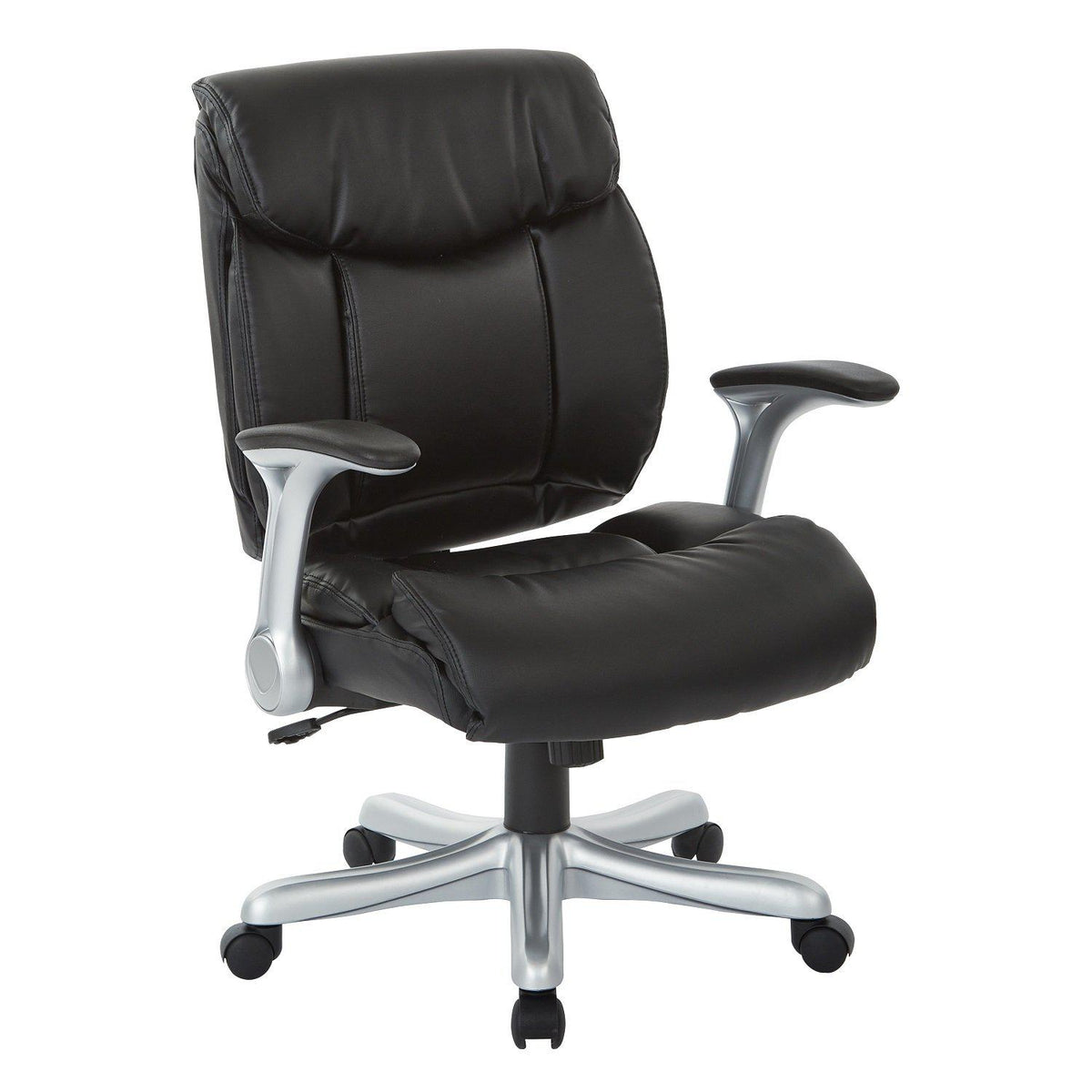 Executive Bonded Leather Chair with Padded Flip Arms