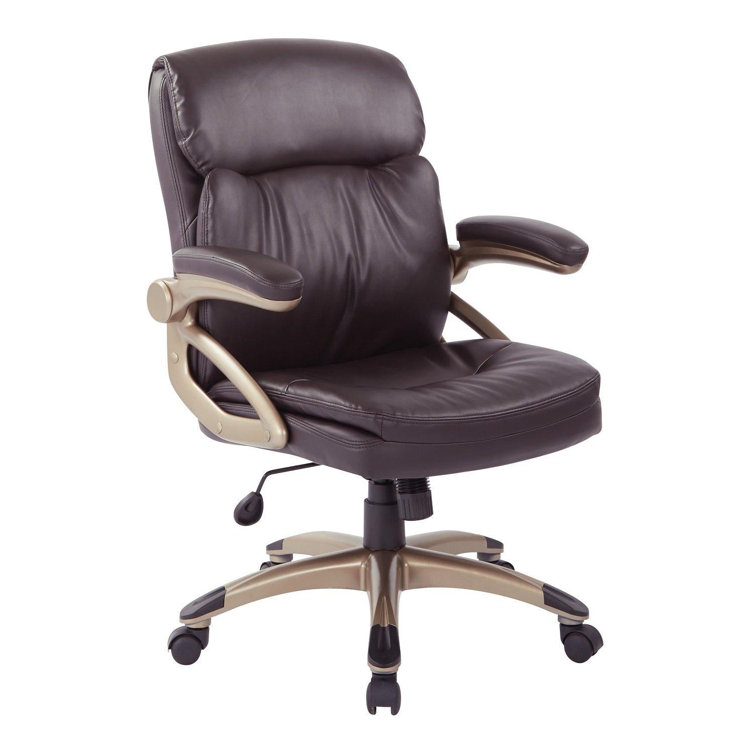 Mid Back Bonded Leather Executive Manager's Chair, Cocoa Frame/Espresso Upholstery
