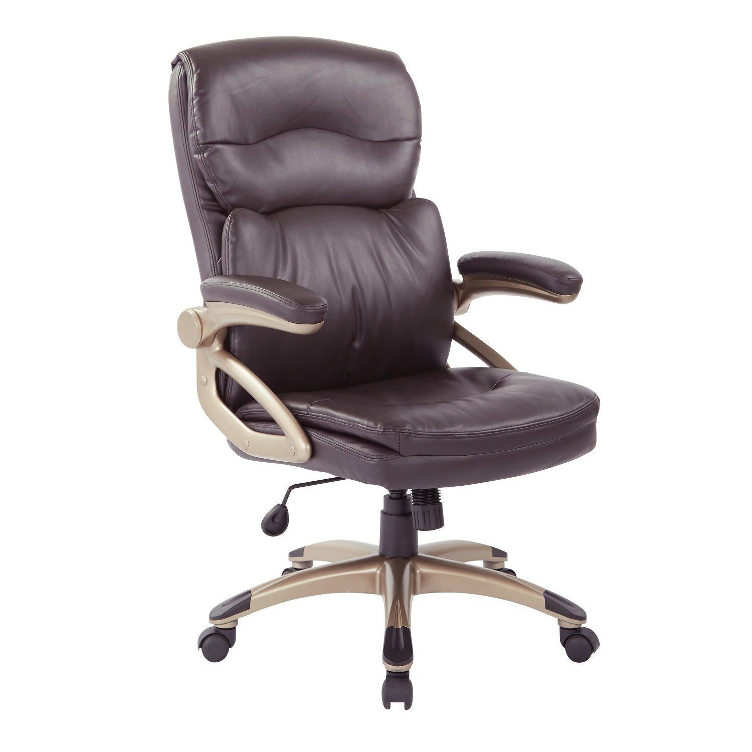 High Back Bonded Leather Executive Manager's Chair, Cocoa Frame/Espresso Upholstery