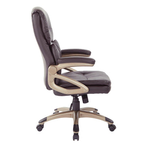 High Back Bonded Leather Executive Manager's Chair, Cocoa Frame/Espresso Upholstery