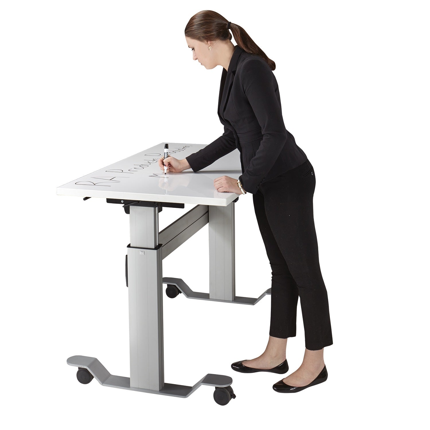 Eficiente LT Electric Height Adjustable Standing Desk with Flip Marker Board Top, 60" x 30"