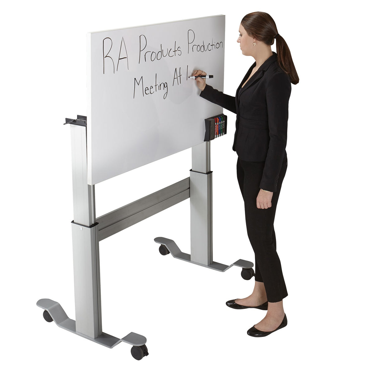 Eficiente LT Electric Height Adjustable Standing Desk with Flip Marker Board Top, 60" x 30"