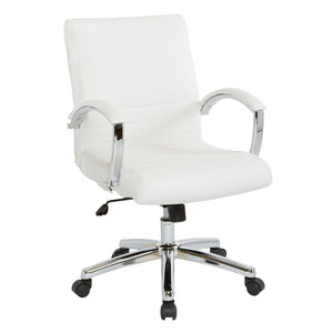Executive Low-Back Faux Leather Chair with Padded Arms and Chrome Finish Base