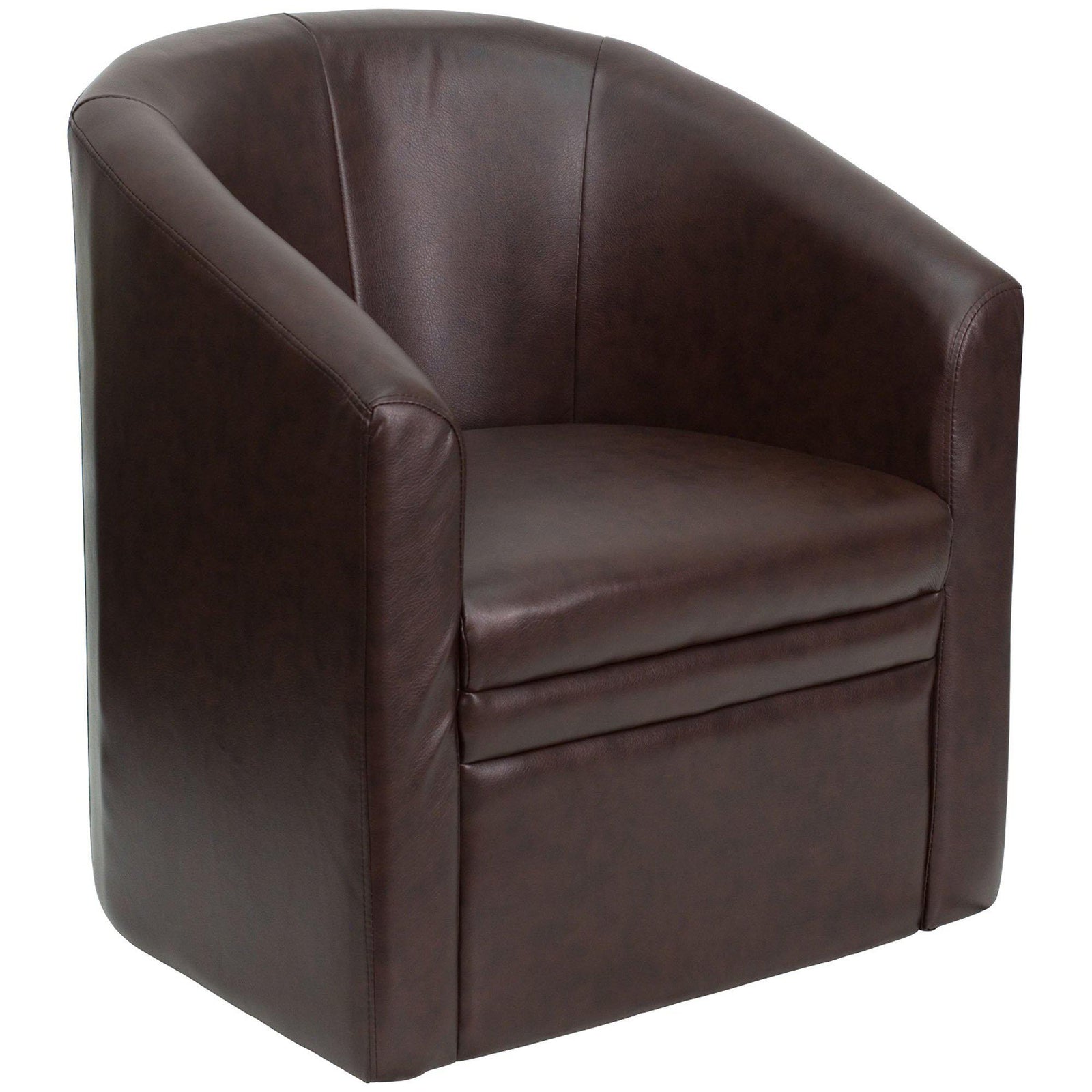 Nextgen Barrel-Shaped Guest Chair with Full Front Panel, Brown LeatherSoft  Upholstery