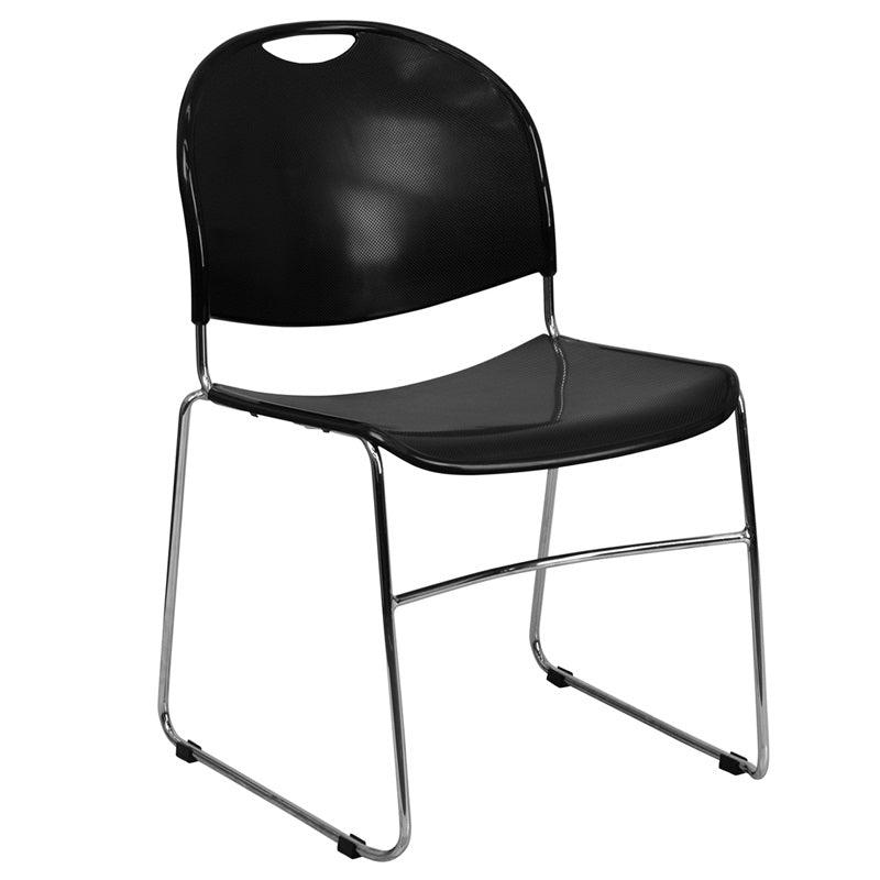 Nextgen High-Density Ultra Compact Stack Chair, 880 lb. Capacity, Black with Chrome Frame