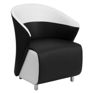 Nextgen Curved Barrel Back Lounge Chair, Black LeatherSoft  Upholstery with Melrose White Detailing