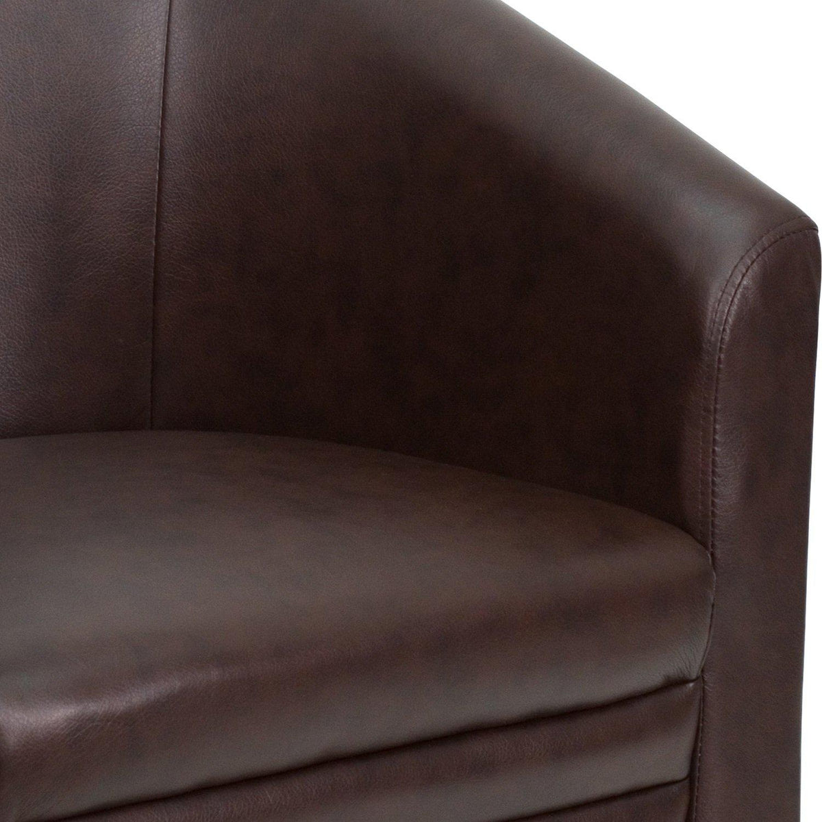 Nextgen Barrel-Shaped Guest Chair with Full Front Panel, Brown LeatherSoft  Upholstery