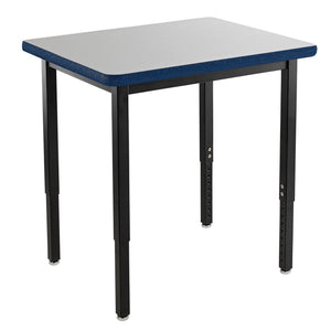 Heavy-Duty Height-Adjustable Utility Table, Black Frame, 36" x 36", Supreme High-Pressure Laminate Top with Black ProtectEdge