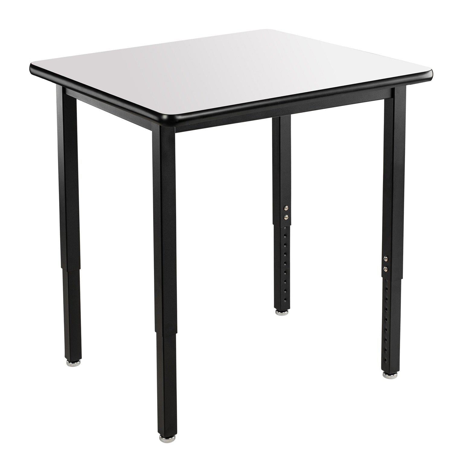 Heavy-Duty Height-Adjustable Utility Table, Black Frame, 24" x 24", Whiteboard High-Pressure Laminate Top
