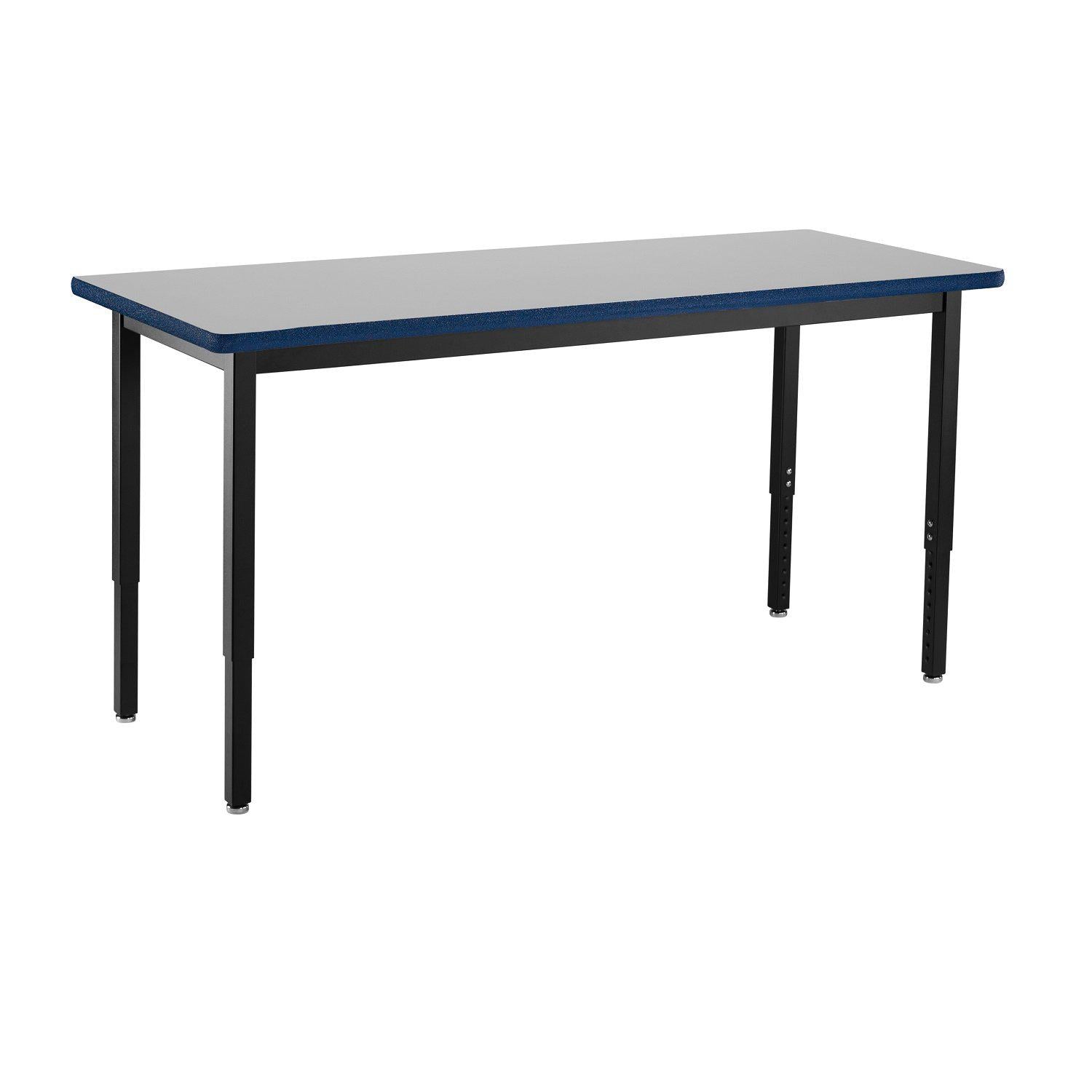 Heavy-Duty Height-Adjustable Utility Table, Black Frame, 30" x 42", Supreme High-Pressure Laminate Top with BlackProtectEdge