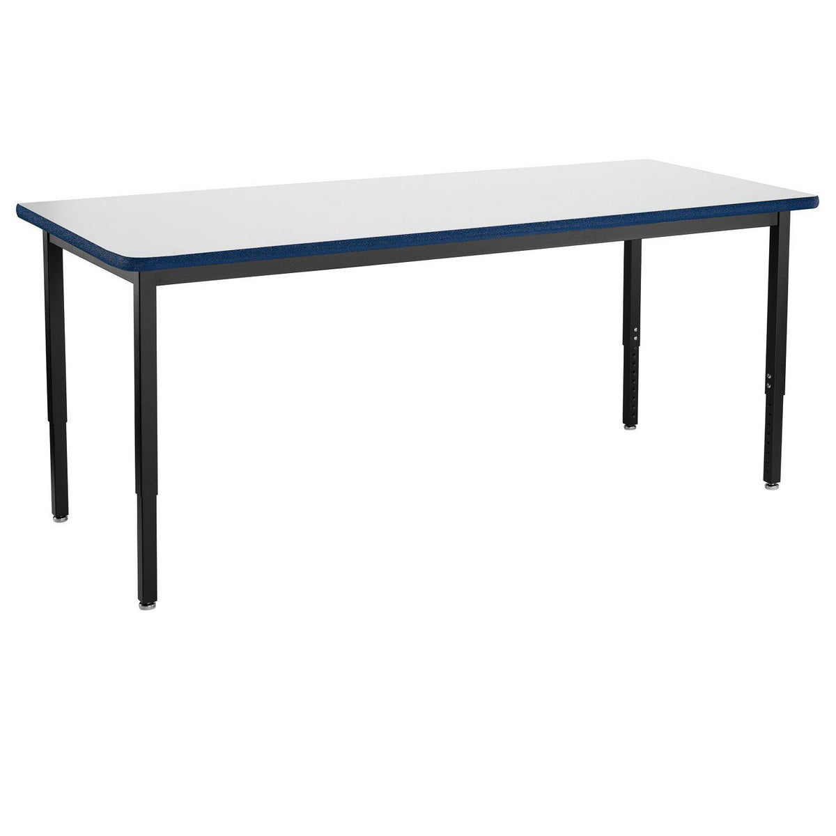 Heavy-Duty Height-Adjustable Utility Table, Black Frame, 24" x 72", Supreme High-Pressure Laminate Top with Black ProtectEdge